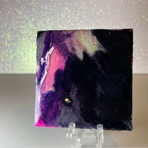 Blacklight Resin Abstract Purple and Black Art Piece